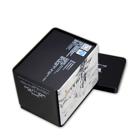 Black and White Tea Rectangular Tin Canisters